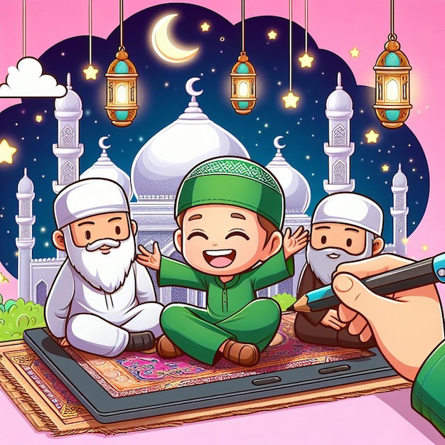 cartoon picture on the occasion of Eid Al Fitr