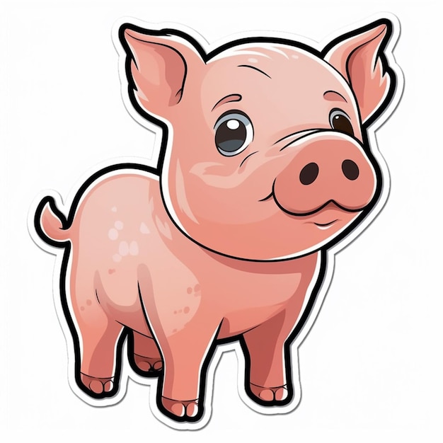 Cartoon pig with big eyes and a nose generative ai