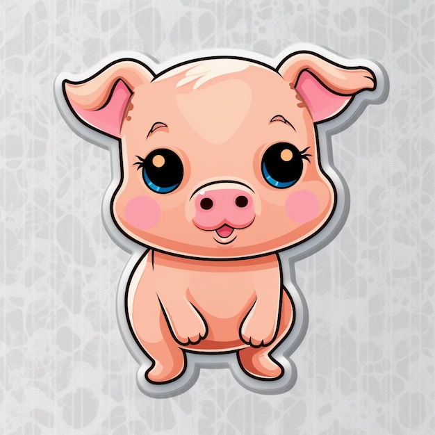 Cartoon pig with big eyes sitting on a white background generative ai