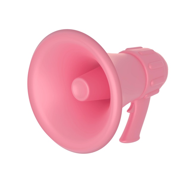 Cartoon pink loudspeaker 3D realistic icon Marketing time concept