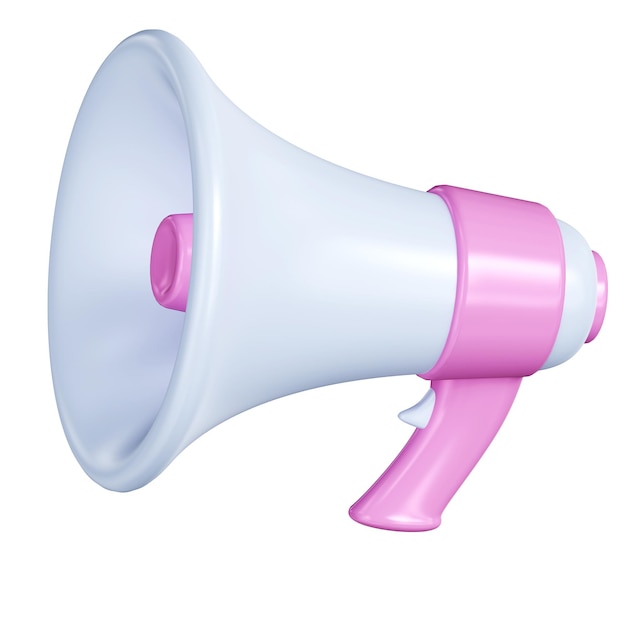 Cartoon pink loudspeaker 3D realistic icon Marketing time concept