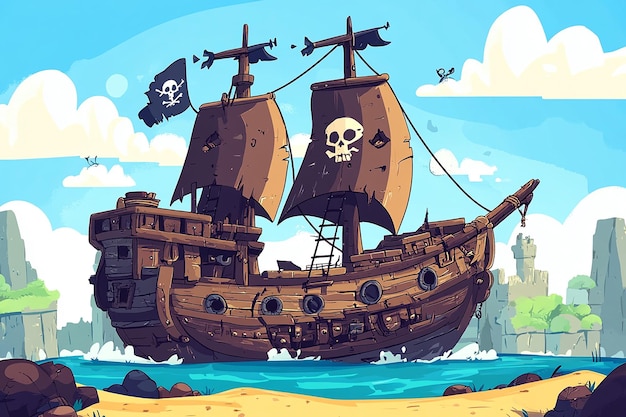 Photo cartoon pirate ship