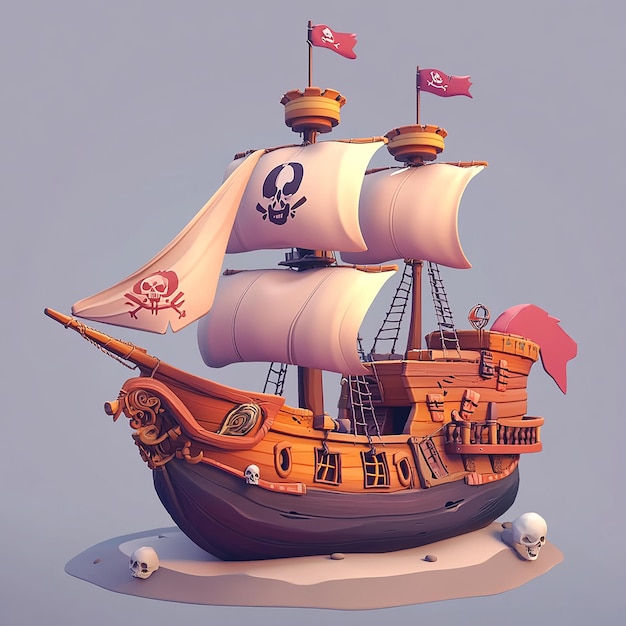 Photo cartoon pirate ship