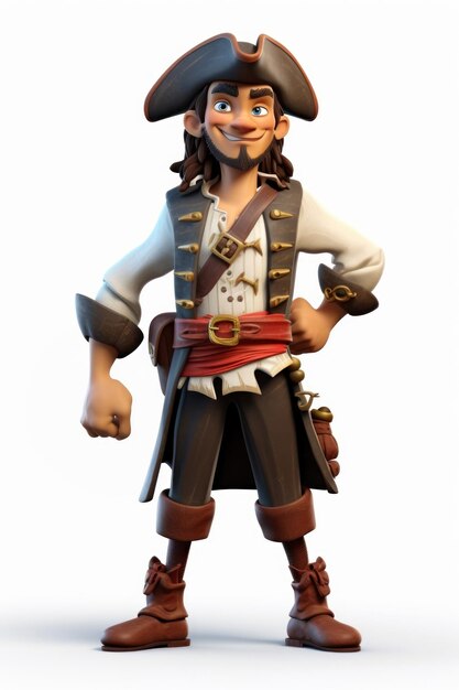 Photo cartoon pirate white background portrait