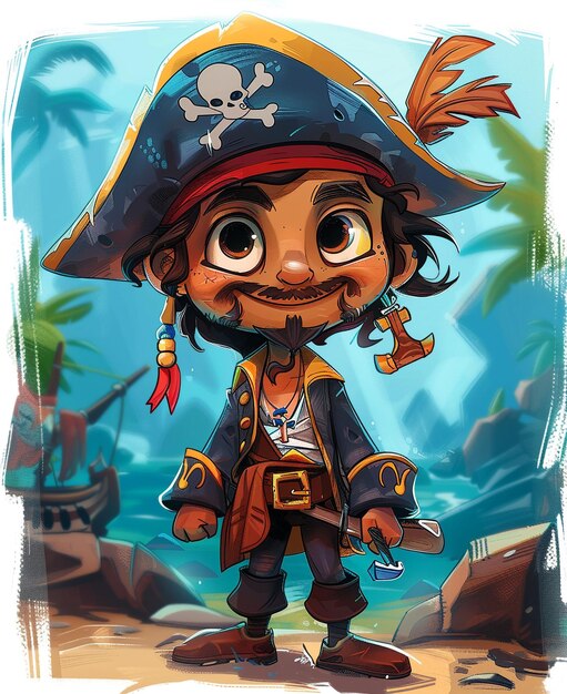 Photo a cartoon of a pirate with a pirate hat and a pirate hat