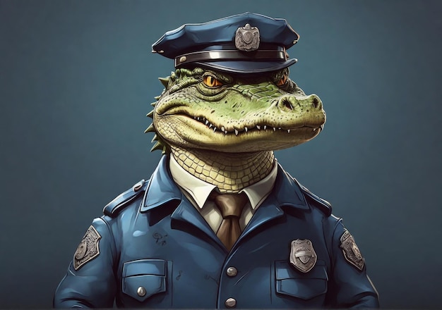 a cartoon of a police officer with a badge on his neck