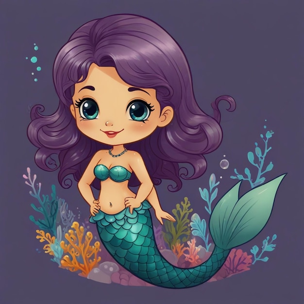 cartoon pretty mermaid with speech bubble