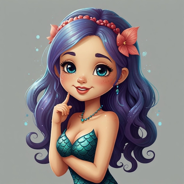 cartoon pretty mermaid with speech bubble