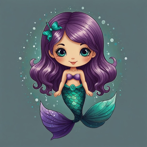 cartoon pretty mermaid with speech bubble