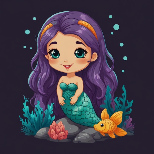 cartoon pretty mermaid with speech bubble