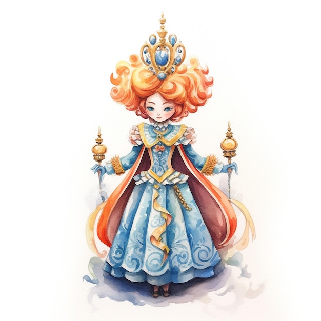 A cartoon of a princess with a crown on her head