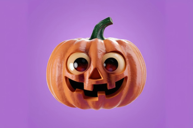 A cartoon pumpkin with a big smile and googly eyes