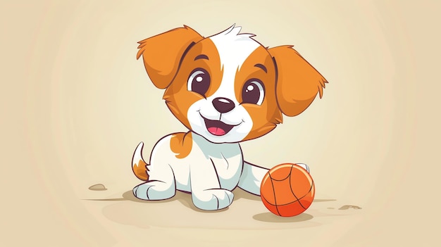 Photo a cartoon puppy playing with a ball