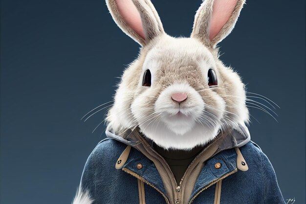 Cartoon rabbit in a coat