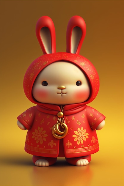 Cartoon rabbit dressed in a red coat generative ai