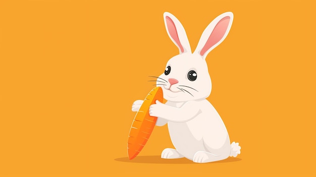 Photo a cartoon rabbit eating a carrot