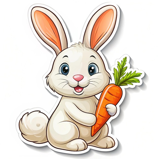 a cartoon rabbit holding a carrot and a carrot