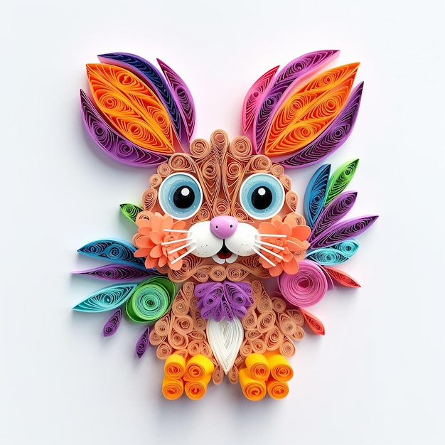 Cartoon rabbit paper quilling images Generative AI