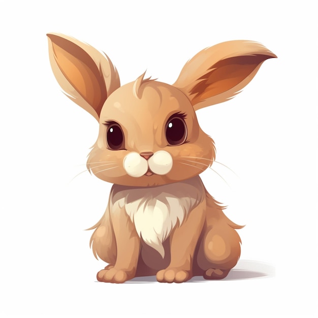 cartoon rabbit sitting on the ground with a white background generative ai