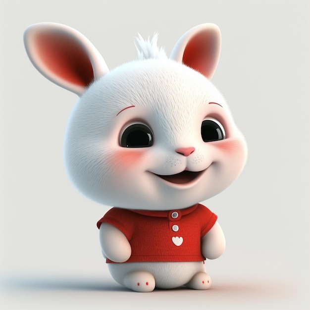 A cartoon rabbit wearing a red sweater with a heart on it.