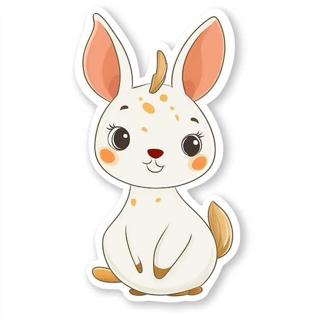 a cartoon rabbit with a brown nose and a white background