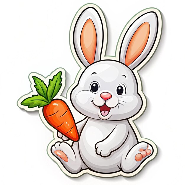 Photo a cartoon rabbit with a carrot and a carrot sticker that says rabbit on it