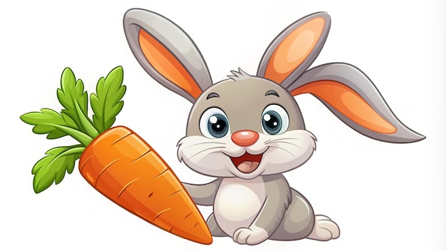 Photo a cartoon rabbit with a carrot and a carrot