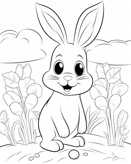 Photo a cartoon rabbit with a happy face and the words bunny on it