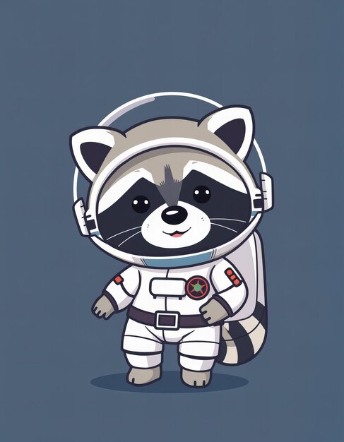 Photo a cartoon of a raccoon wearing headphones and a space suit