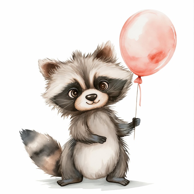 a cartoon of a raccoon with a balloon in the mouth