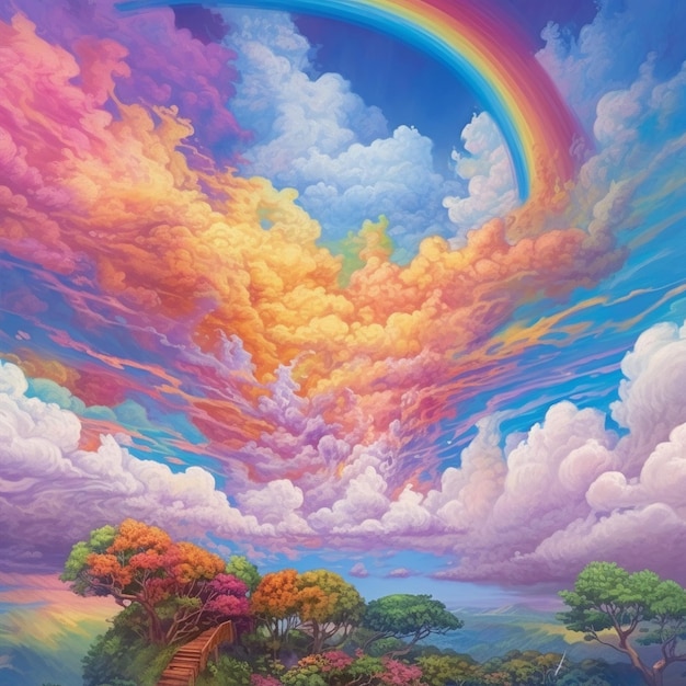 cartoon rainbow sky