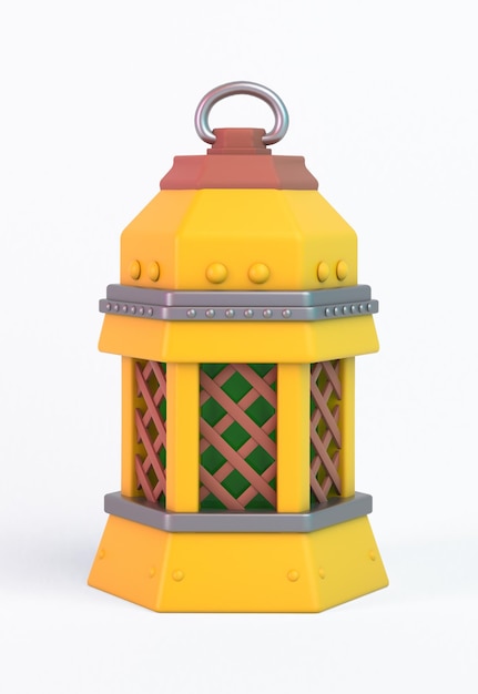 Cartoon Ramadan Lantern Front View Isolated In White Background