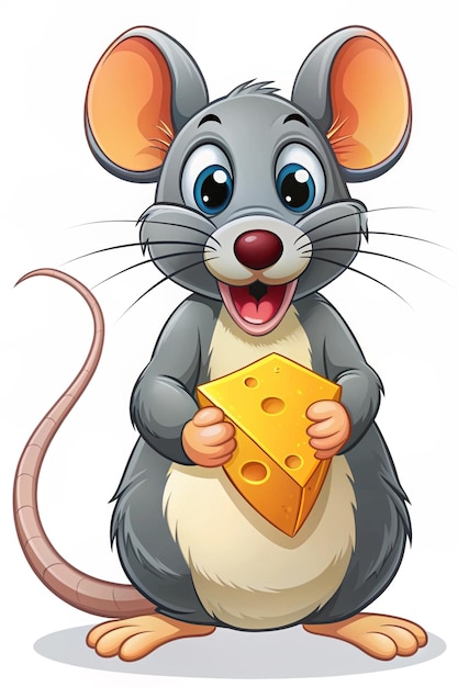 Cartoon Rat and Cheese