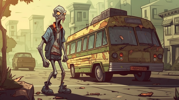 Cartoon Realism Zombie In The Street