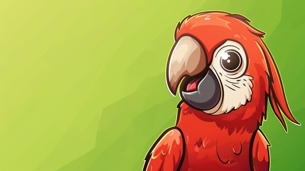 Photo a cartoon of a red parrot with big eyes