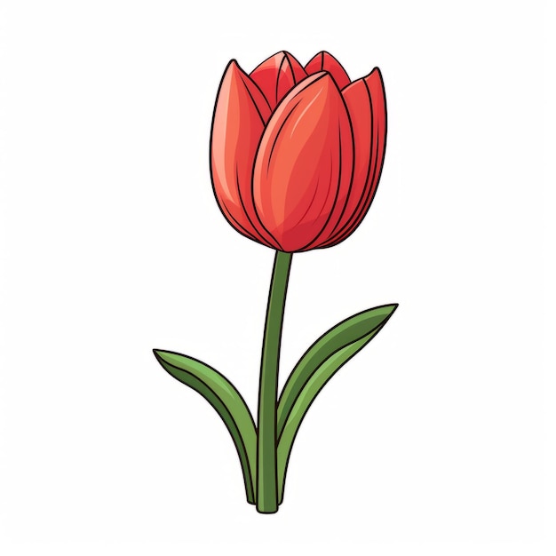 Cartoon Red Tulip Simple And Playful Flower Illustration