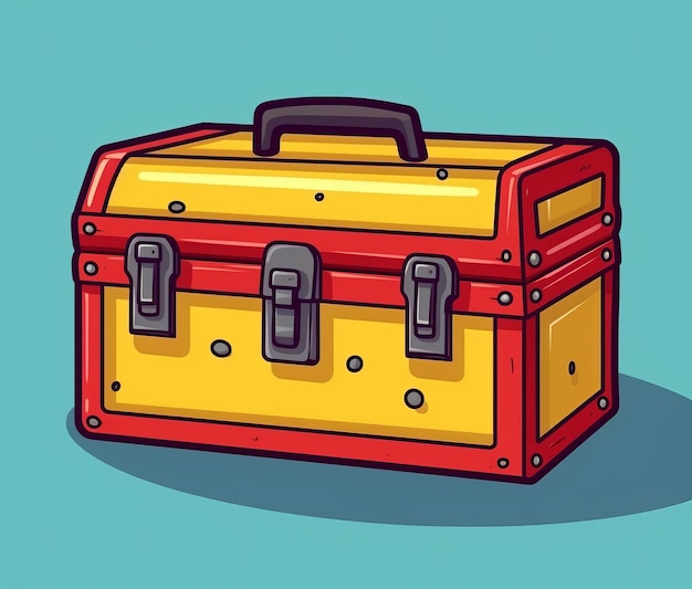 A cartoon of a red and yellow toolbox with the number 2 on it.