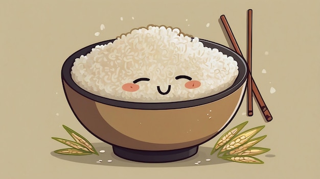 Photo a cartoon of rice with a smile on it