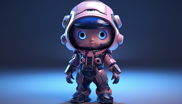 Cartoon robot character image in the style of unreal engine