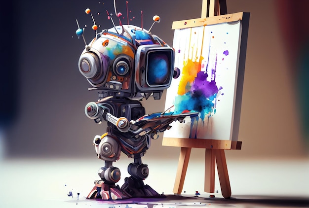 Cartoon robot learning by itself Machine learning and Artificial intelligence concept Selflearning innovation theme Generative AI