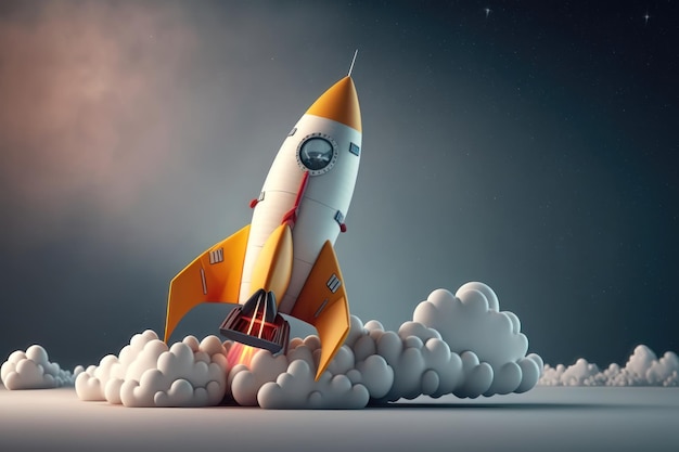 Cartoon Rocket in 3d style AI Generation