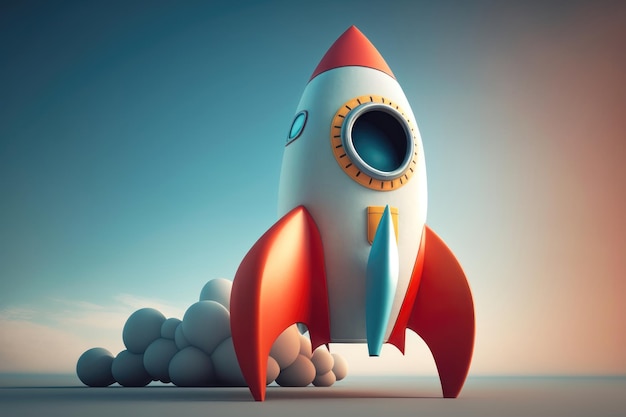 Cartoon Rocket in 3d style AI Generation