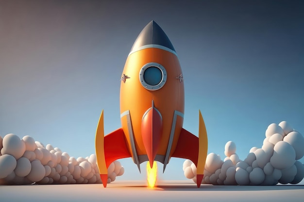 Cartoon Rocket in 3d style AI Generation