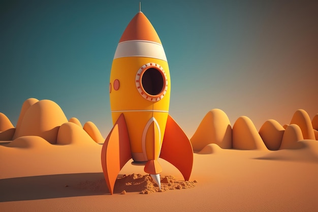 Cartoon Rocket in 3d style AI Generation