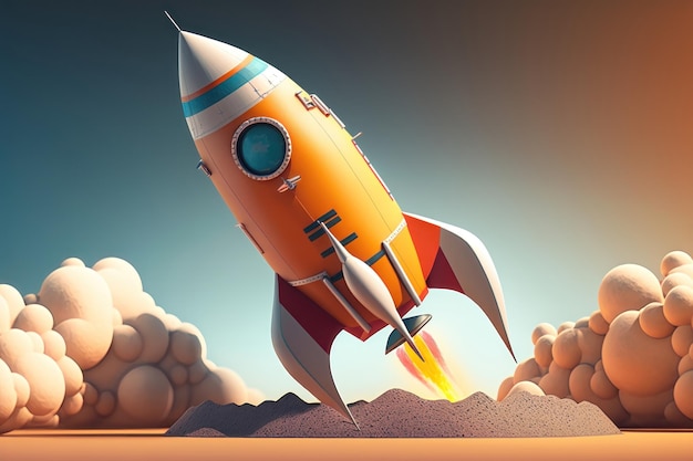 Cartoon Rocket in 3d style AI Generation