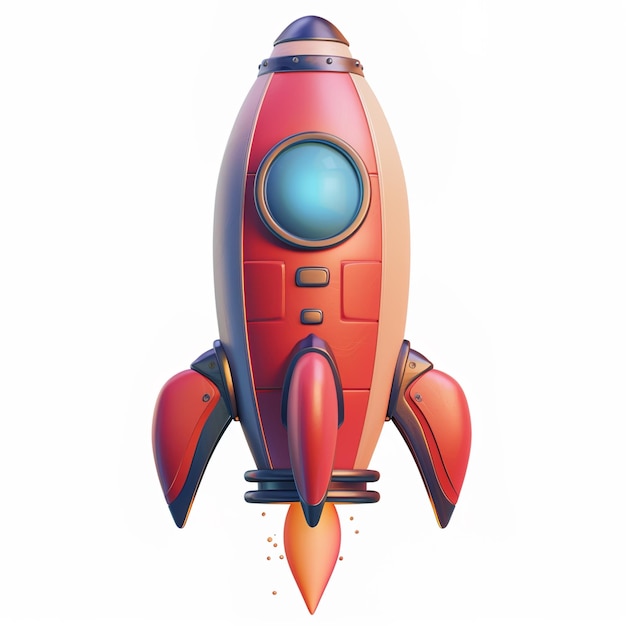 Cartoon rocket flying