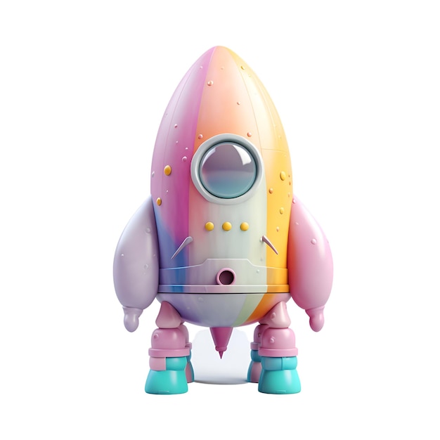 cartoon rocket isolated on white background 3d rendering illustration