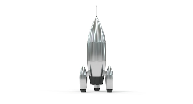 Cartoon rocket for space tourists - 3D rendering - White background