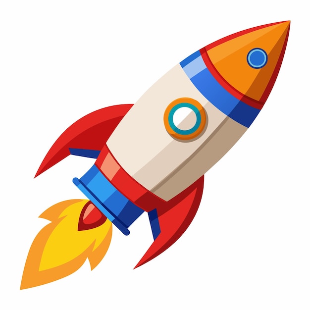 Photo cartoon rocket spaceship on white background