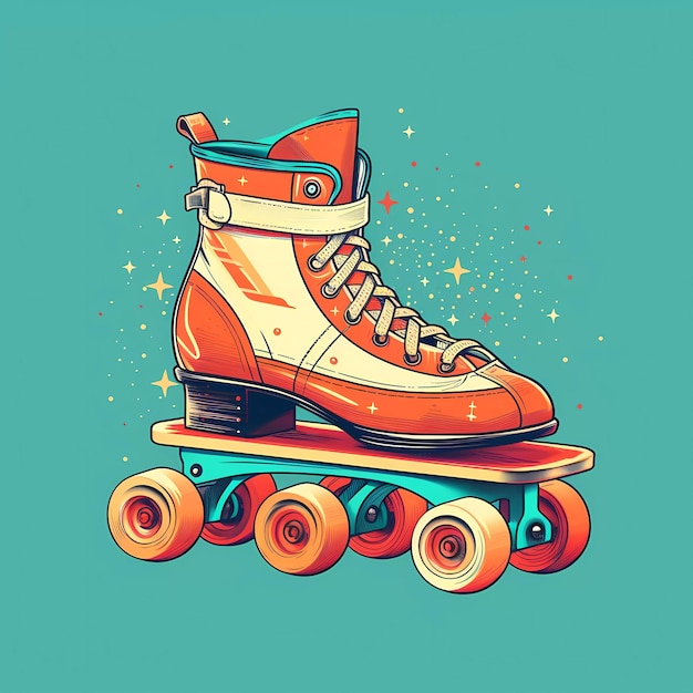 A cartoon of a roller skate with the word rollerblade on it.